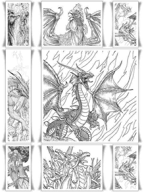 7 dragon fantasy coloring pages for adult