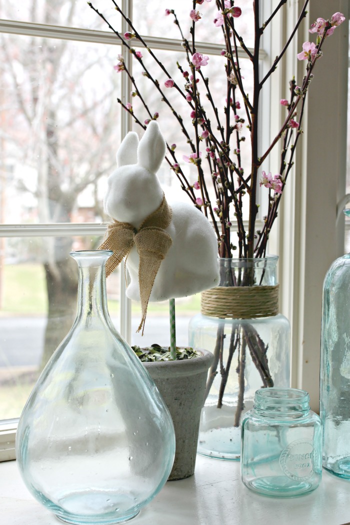 Spring branches from Trader Joes and assorted glass vases - www.goldenboysandme.com