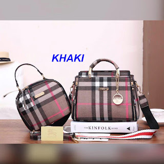 TAS WANITA IMPORT BATAM TERBARU 2019 HANDBAG CEWEK KULIT FASHION MURAH DV3912BBR# SET 2 IN 1 SEMI PREMIUM