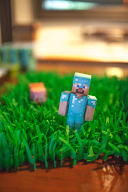 Papercraft table decorations for a Minecraft party