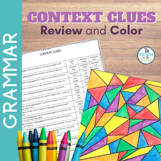 context clues coloring page activity with crayons