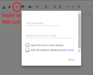 Insert or Edit Link in Blogger