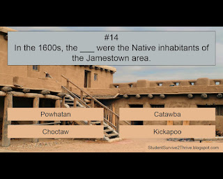 In the 1600s, the ___ were the Native inhabitants of the Jamestown area. Answer choices include: Powhatan, Catawba, Choctaw, Kickapoo