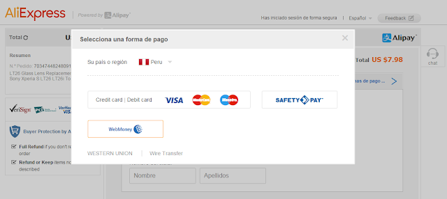 Aliexpress Peru Webmoney y Paypal