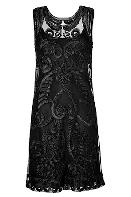 Black Embroidered Tulle Dress