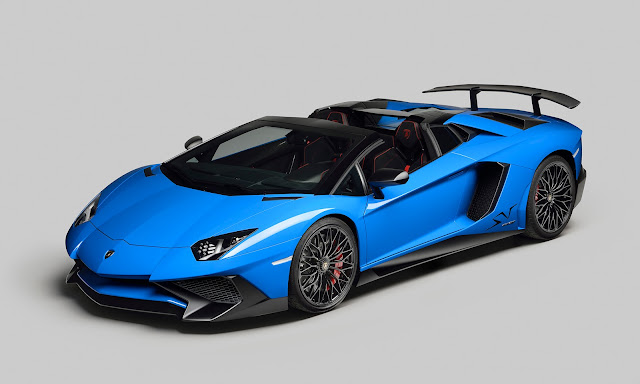 The Lamborghini Aventador LP 750-4 SuperVeloce Roadster - with roof off and side view