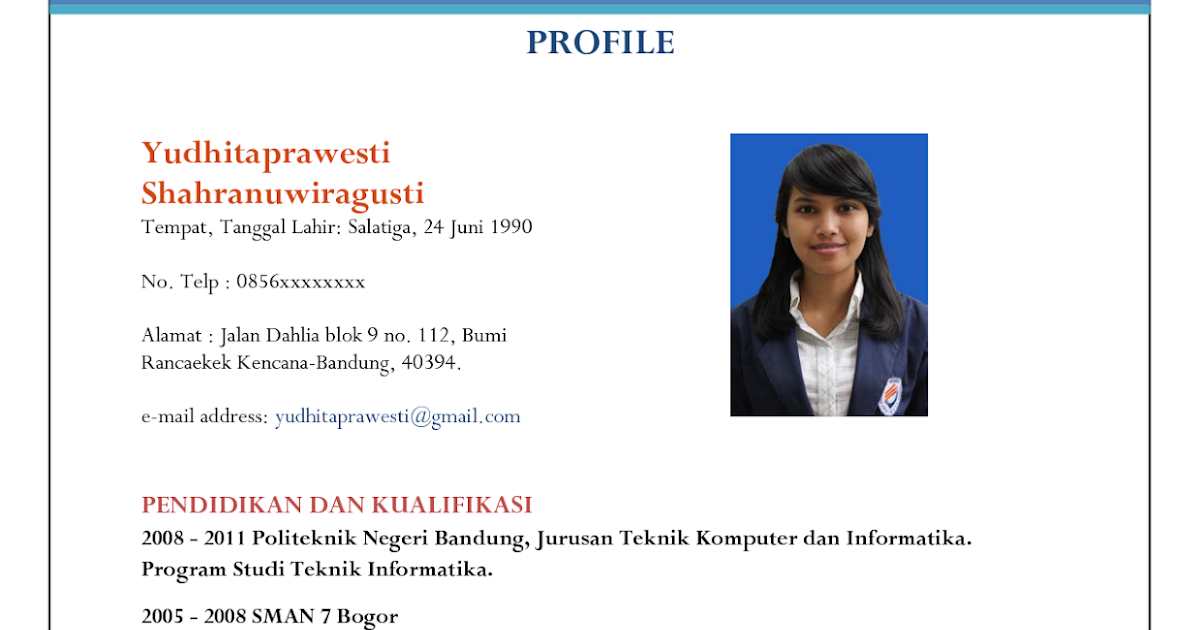 Contoh Cv Word - Fontoh