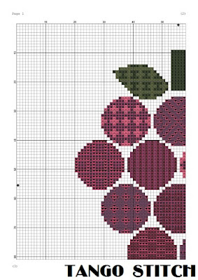 Grape abstract cross stitch embroidery pattern - Tango Stitch