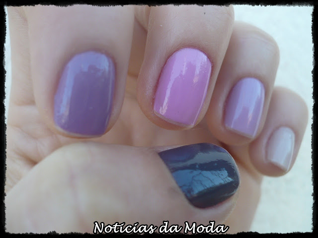 degrade nas unhas com esmaltes na cor lilas