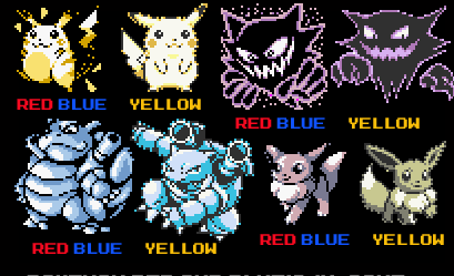 Diferencias de diseño Pokemon: Rojo, Azul y Amarillo