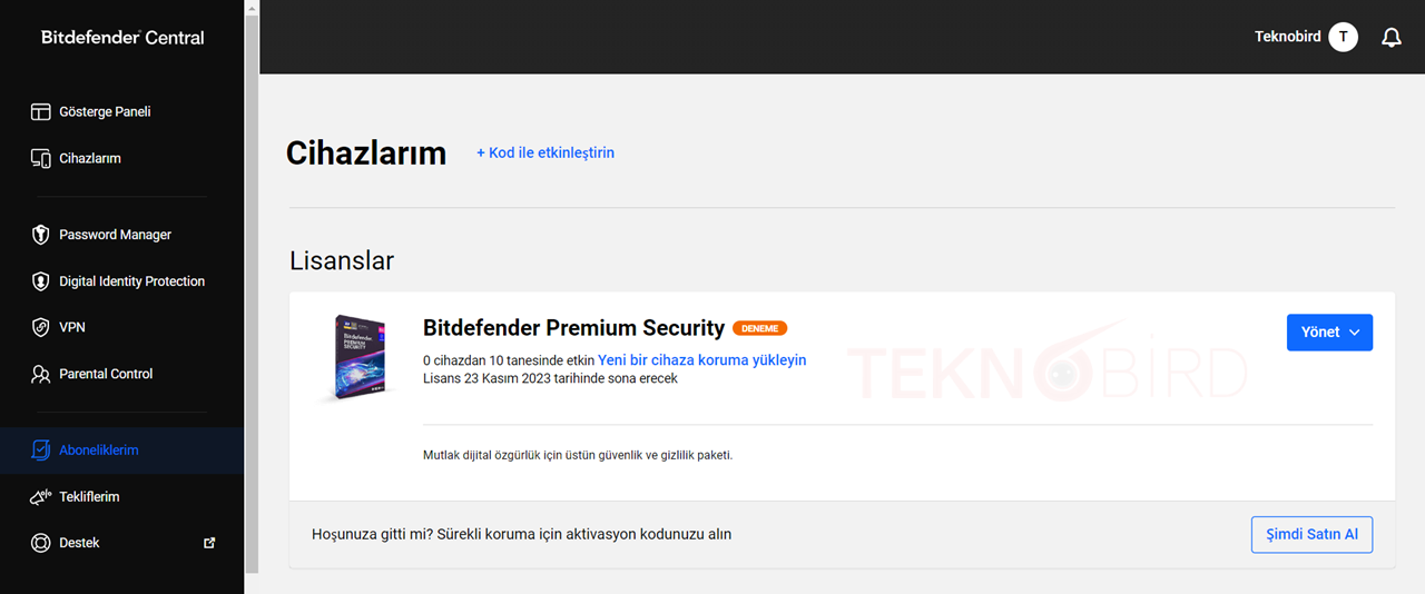 Bitdefender Premium Security 30 Günlük Ücretsiz Deneme [Sınırsız VPN Dahil]