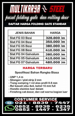 gambar untuk Pusat informasi tentang daftar harga murah jual beli per meter persegi2 pasang baru Folding Gate pintu harmonika dan rolling door harga murah untuk seluruh wilayah Tangerang serpong ciledug alamsutra bsd bintaro dan wilayah tangerang lainnya