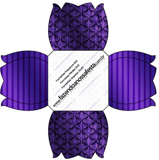 Purple with Arabesques and Stripes Free Printable Quinceanera PartyBoxes.