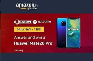 Amazon Huawei Mate20 Pro Quiz Contest All Answers --- Check Now