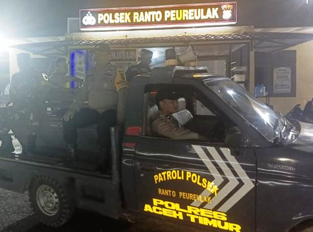 Polsek Ranto Peureulak dan Koramil 14/RTP Gencarkan Patroli Malam