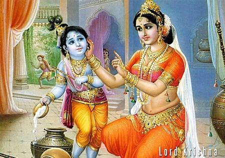 Beautiful Lord Krishna Image with Yashoda Mata