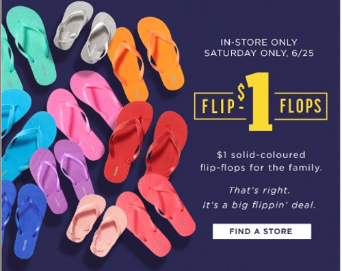 Old Navy $1 Flip Flops Sale