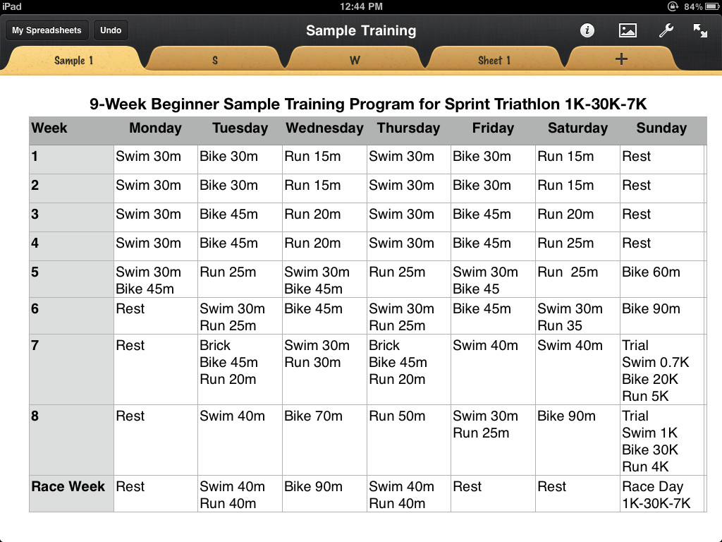 Sample Training Schedule Template