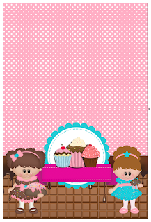 Girls Cooking Cupcakes, Free Printable Labels.