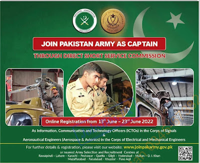 Join the latest Pak Army As Captain Jobs 2022 in Pakistan