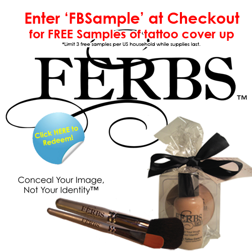 FREE sample of Ferbs tattoo cover-up make-up! Watch the one minute demo on 