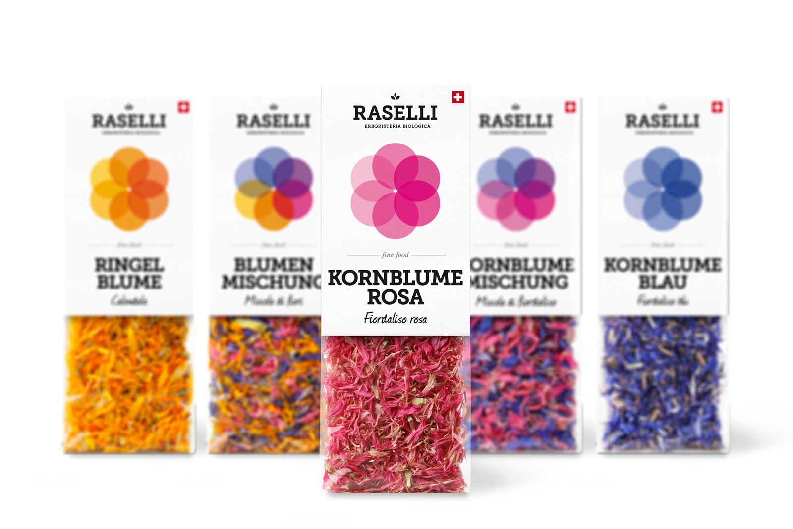 Raselli Organic Herbs Blossoms on Packaging of the World 