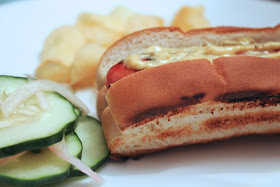Hot dog with worcestershire pub mustard