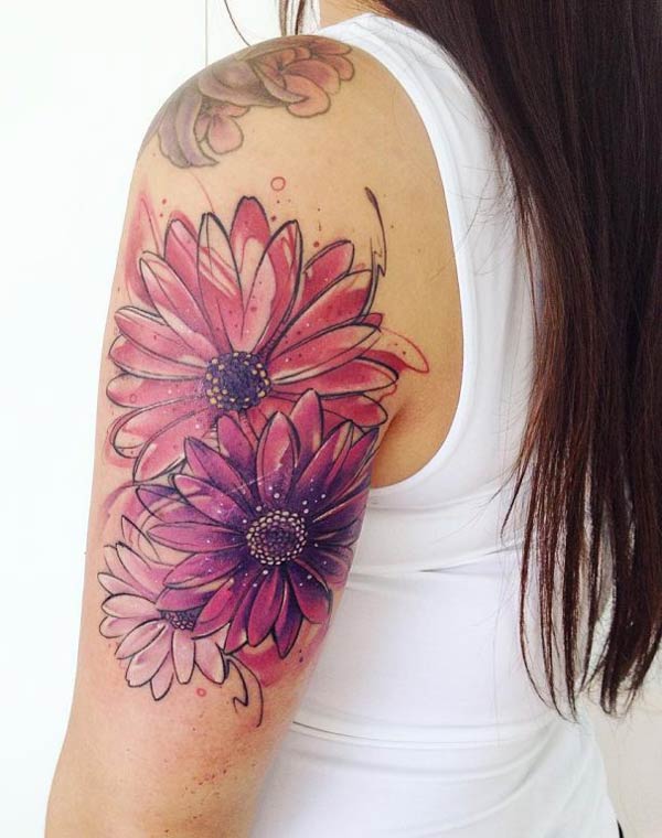 Sunflower watercolor tattoo art ideas for  female half sleeve