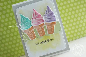Sunny Studio Stamps: Two Scooops Ice Cream Cone Trio Card by Eloise Blue