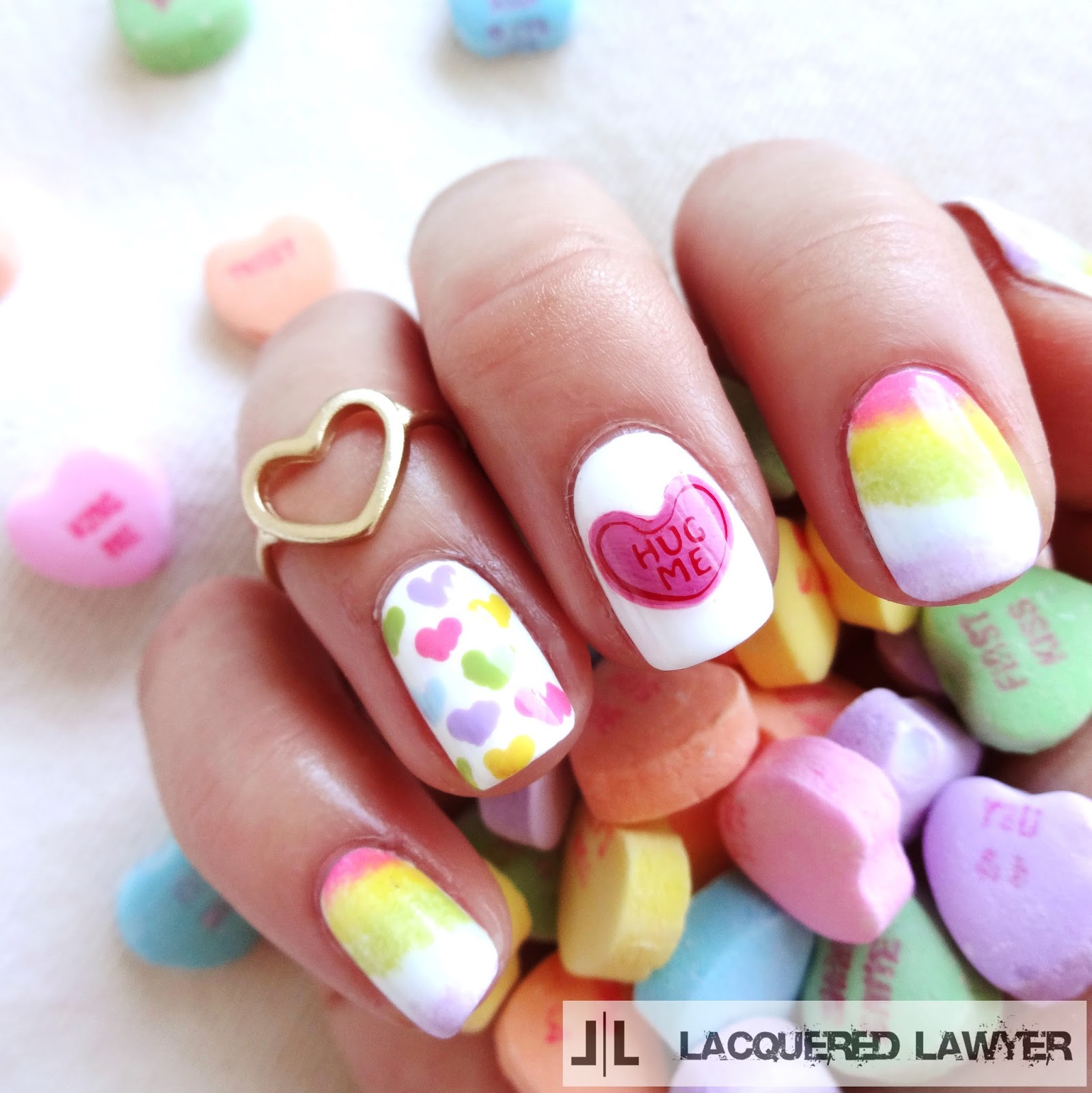 Conversation Heart Nail Art