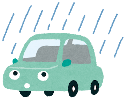 雨の日の運転のイラスト