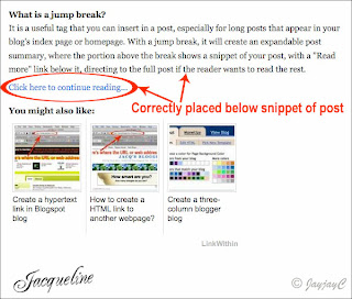 Screen shot showing the LinkWithin thumbnails below the Read More link as correctly placed