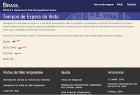 Agendamento de entrevistas para solicitação de visto para os EUA