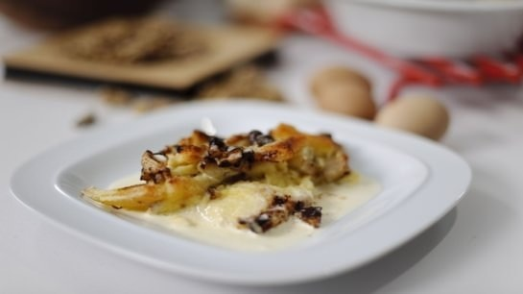 Banana Walnut Bread and Butter Pudding Easy Recipe