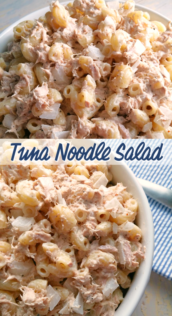 Tuna Noodle Salad | A hearty pasta salad recipe with canned tuna and macaroni noodles perfect for an easy meal and made with pantry staples.
