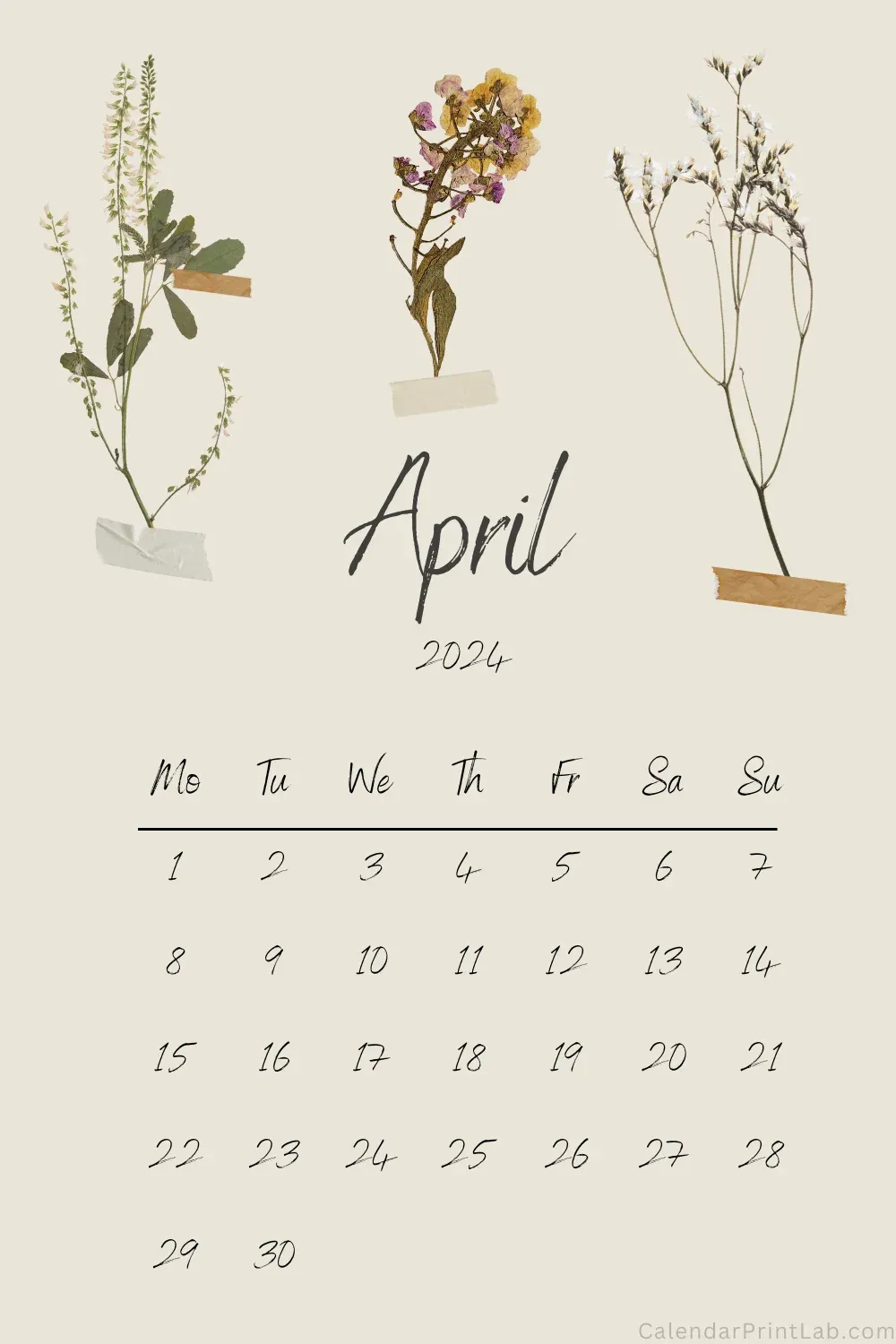 iPhone April 2024 Calendar Wallpaper