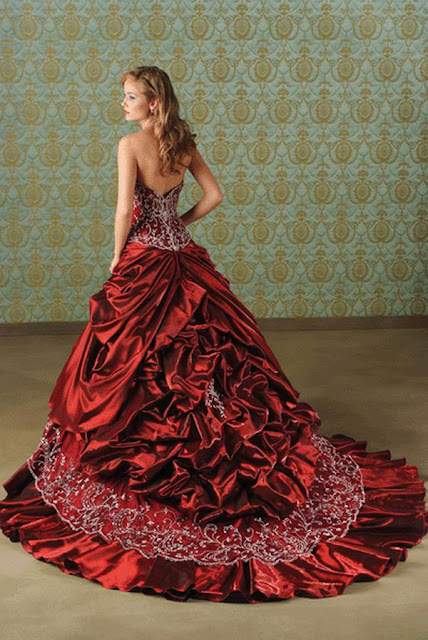 This beautiful Red Bridal Gown is made with beautiful layers of Organza
