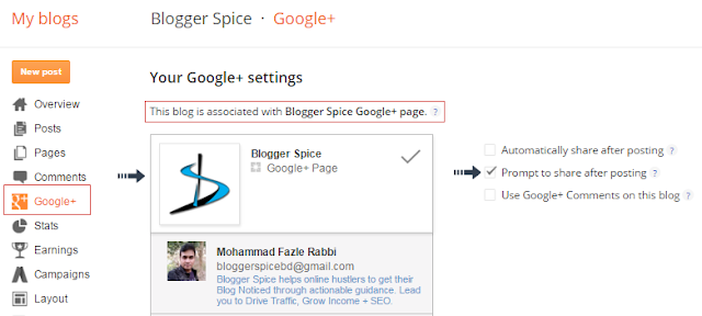 associate blog with Google Plus