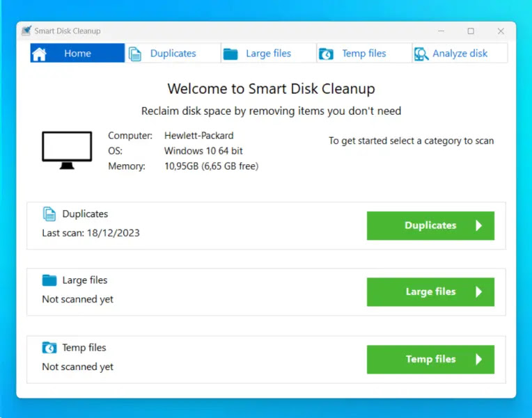 Smart Disk Cleanup :  Καθαρίστε τον υπολογιστή σας  από περιττά αρχεία