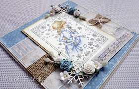 Shabby chic Christmas card using Winter girl from LOTV