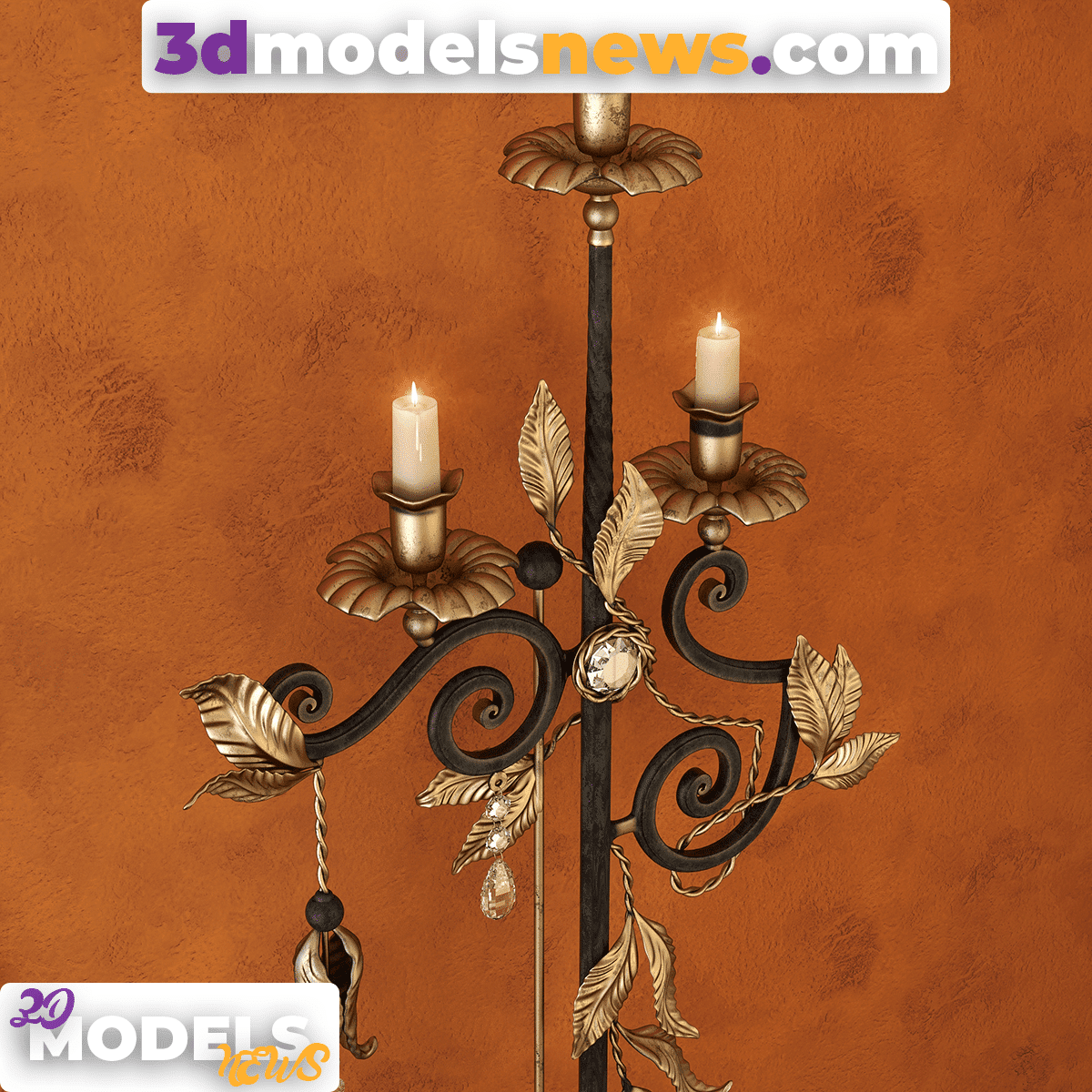 Wrought Iron Console Model With Floor Lamp 4