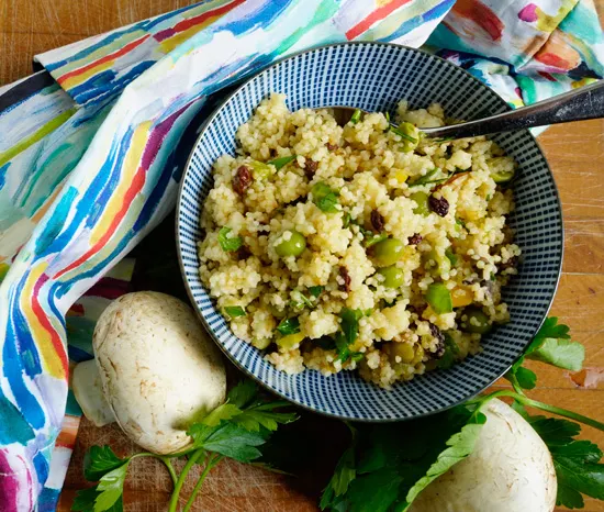 Couscous Salad, Garbanzo Beans, Peas