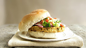 Chickpea Burger with Israeli Salad