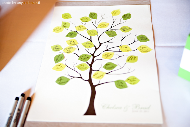 I found a wedding guest book tree that had selfadhesive leaves