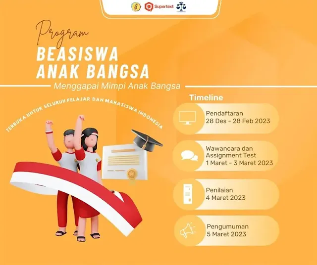 Pendaftaran Beasiswa Anak Bangsa 2023 Untuk SMA Sederajat dan Mahasiswa