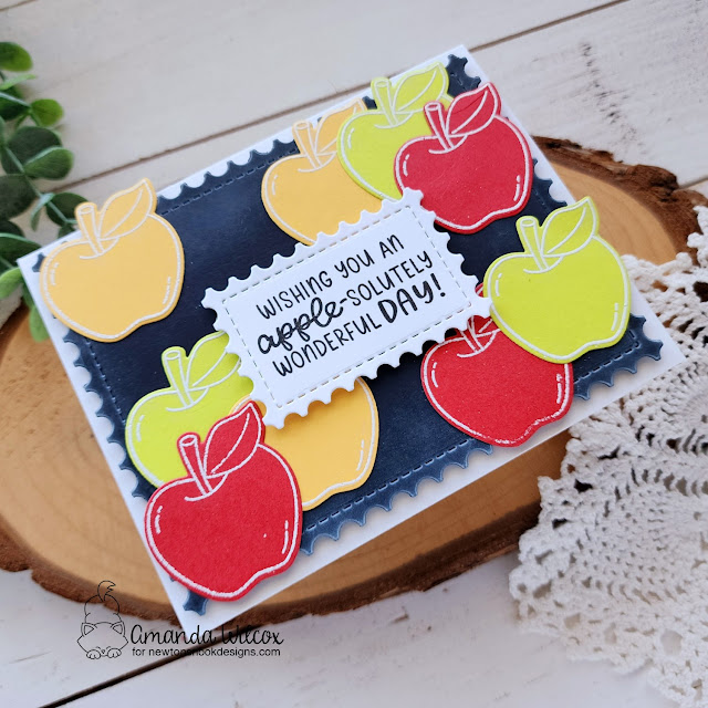 Bright Apples Card by Amanda Wilcox | Autumn Apples Stamp Set and Framework Die Set by Newton's Nook Designs #newtonsnook #handmade