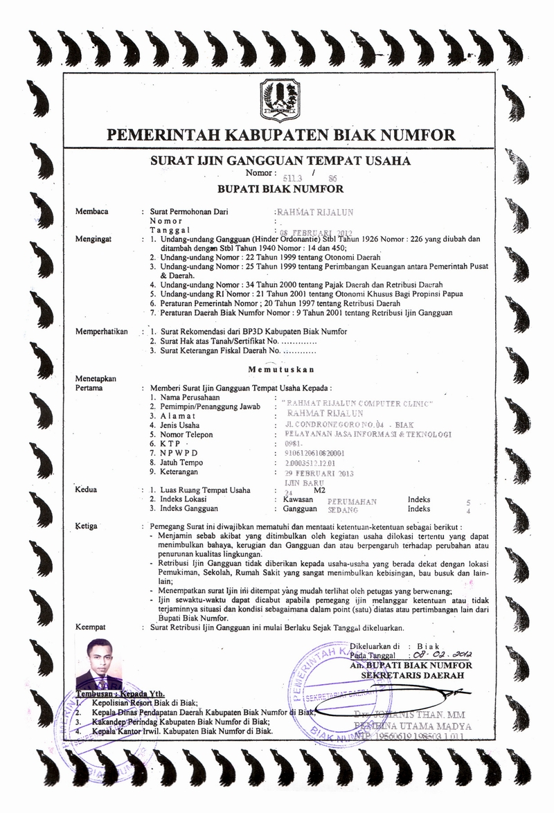 KimHotNews: Contoh Surat Izin Gangguan (HO)