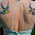 Women Back Dual Birds Flying Tattoo
