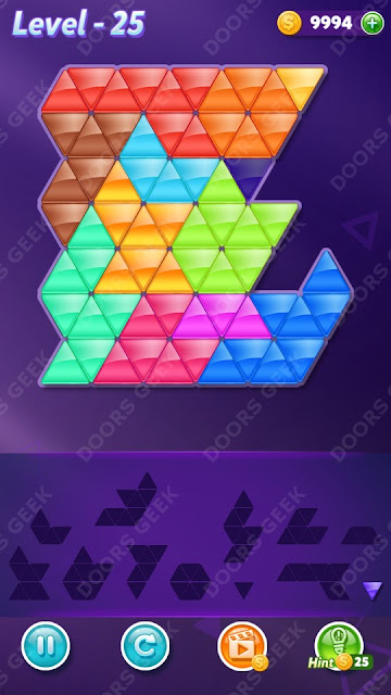 Block! Triangle Puzzle 12 Mania Level 25 Solution, Cheats, Walkthrough for Android, iPhone, iPad and iPod