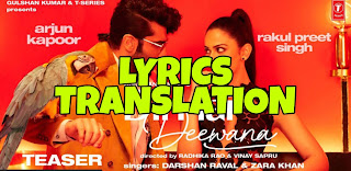 Dil Hai Deewana Lyrics in English | With Translation | – Darshan Raval | Arjun Kapoor